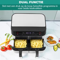 Niceey Dubbele Airfryer XXL - Twee Kookvakken - Dubbele Airfryer - 8.0 Liter - 2460 Watt - Hetelucht friteuse - Incl. Kookboek - Zilver — thumbnail 5
