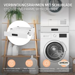 Tussenstuk voor wasmachine en droger – Universeel tussenbouwframe met lade 60,5x54 cm in wit ML design — thumbnail 9