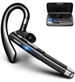 Otiume - Draadloze Bluetooth Headset – Noise Canceling – Incl. Oplaadkoffer - 32 uur Beltijd - Waterproof - Handsfree - Zwart Zilver — thumbnail 1