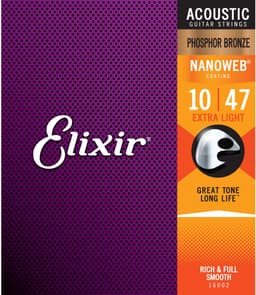 Elixir Strings NANOWEB - Akoestische Gitaarsnaren - Phosphor Bronze - Extra Light Gauge - 10-14-23-30-39-47 — thumbnail 1