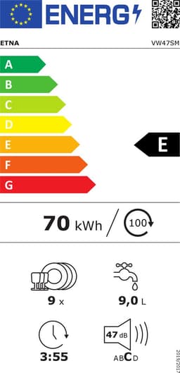 ETNA VW47SM - Vaatwasser volledig geintegreerd (45 cm) - 9 Programma's - 9 Couverts - Digitaal display - Aquastop - RVS bedieningspaneel — thumbnail 3