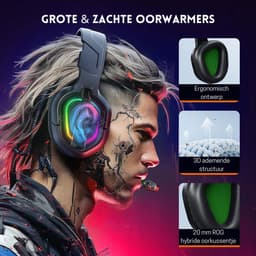 StayPowered RGB Gaming Headset - Ultiem Geluid voor Top Gamers - Ergonomisch Ontwerp - Ruisonderdrukkende Microfoon - Brede Compatibiliteit - Gemakkelijke Bediening - RGB Verlichting - Zwart/Groen - Levering Sneller dan Aangegeven! — thumbnail 4