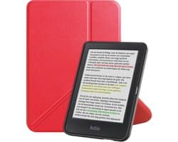 Hoes Geschikt voor Kobo Clara Colour - E-reader Bescherm Hoesje Case Sleep Cover Trifold - Hoes Geschikt voor Kobo Clara Colour Hoesje - Rood