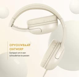 StayPowered Hoofdtelefoon voor Kinderen - Helder Geluid en Comfort - Opvouwbaar - 3,5 mm Jack - Knoopvrije Nylonkabel - Duurzaam Ontwerp - Verstelbare Hoofdband - Compatibel met Smart-apparaten - Beige - Levering Sneller dan Aangegeven! — thumbnail 2