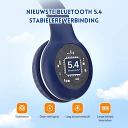 StayPowered Bluetooth Hoofdtelefoon voor Kinderen - Veilig en Kwalitatief Geluid - 85/94 dB Volumeregeling - 40 Uur Batterij - HD Microfoon - Opvouwbaar en Verstelbaar - Snelle Bluetooth 5.4 - Blauw - Levering Sneller dan Aangegeven! — thumbnail 2