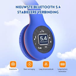 StayPowered Bluetooth Hoofdtelefoon voor Kinderen - Veilig en Kwalitatief Geluid - 85/94 dB Volumeregeling - 40 Uur Batterij - HD Microfoon - Opvouwbaar en Verstelbaar - Snelle Bluetooth 5.4 - Blauw/Rood - Levering Sneller dan Aangegeven! — thumbnail 4