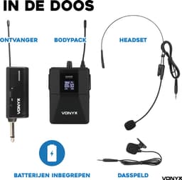 Vonyx WM55B draadloze headset microfoon met bodypack - 10 kanalen - UHF - plug & play — thumbnail 3