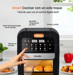 Biolomix - 7L - Airfryers - 8 in 1 - Multifunctionele Elektrische Oven - 1400 Watt - Led Touchscreen - Met Venster - Air Fryer - RVS — thumbnail 2