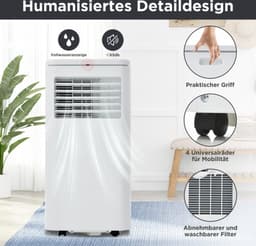 Mobiele airconditioner 9000 BTU/u, 2,5 kW. Luchtontvochtiger, met afzuigfunctie, afstandsbediening/APP-bediening/3 bedrijfsmodi/voor ruimtes tot 100 m³, 24-uurs timer. Energie-efficiëntieklasse A — thumbnail 11