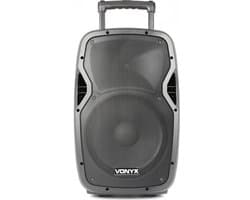 Mobiele party speaker - Vonyx AP1200PA - 600 Watt - partybox met 2 microfoons - Bluetooth - USB - SD