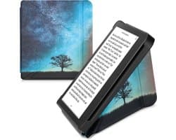 kwmobile e-reader hoesje geschikt voor Tolino Vision 6 hoes - Ereader flip case met standaard - E reader cover van kunstleer - In blauw / grijs / zwart