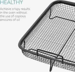 Navaris anti-aanbak grillmand voor oven - Non-stick grillrek voor olievrij frituren, nuggets, vlees, vis of groentes roosteren - Frituurmand — thumbnail 4
