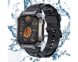 Tijdspeeltgeenrol PG Smartwatch - Zwart - Waterdicht IP68, Gezondheidstracker met GPS, Hartslagmeter en Lange Batterijduur