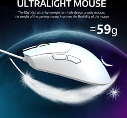ATTACK SHARK R1 Draadloze Gaming Muis - Wired/2.4G/BT5.2 - Lichtgewicht 59G - PAW3311 - 18000DPI - Wit — thumbnail 5