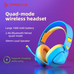 TAIDU Draadloze Gaming Headset - Over ear koptelefoon - met microfoon - Geschikt voor PC/PS4/PS5, Nintendo Switch - Energie Blauw — thumbnail 4