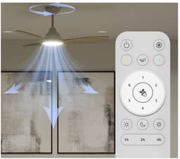 Philips Olas Ventilator met LED lamp - Diameter: 106cm - Instelbaar wit licht van 3000K tot 6500K - Dimbaar tot 5% - Inclusief afstandsbediening - 2650 Lumen - Wit/Hout — thumbnail 5