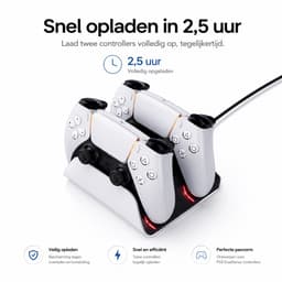 Sounix Oplaadstation geschikt voor PS5 PS5 / PS5 Slim / PS5 PRO / DualSense Controller - PS5 accessoires - Dual Oplader - Charging Dock - Wit — thumbnail 3