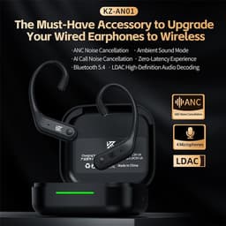 KZ AN01 - Draadloze HiFi Oorhaak Adapter - Bluetooth 5.4 - ANC & Transparantiemodus - LDAC Audio - 40U Batterij - 2-Pin 0.75mm Compatibel - Zwart — thumbnail 4