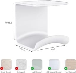 Hoofdhanger voor Hoofdtelefoon - Plakhaak voor Muur of Onder Bureau met Sterke 3M Lijm, Universele Houder voor Gaming Headsets tot 1 kg, Wit — thumbnail 5