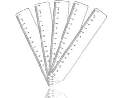 Set van 5 Linialen 15 cm Transparante Plastic Linialen voor School, Kantoor en Thuisgebruik met Metrische Schaal