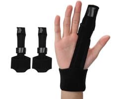 Verstelbare Vingerbrace voor Trigger Finger, 2-delige Steun voor Pols en Vingers, Ondersteuning bij Tendonitis en Verstuikte Gewrichten met Metaalstripen