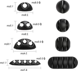 Multifunctionele Kabelclips voor Bureau, Houder voor Stroomkabels, USB Oplaadkabels en Audiokabels, Zwart, Verpakking van 20 Stuks — thumbnail 5