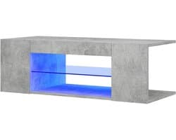 Tv-kast - Tv-meubel Media Console - Woonkamer Entertainment - Met RGB LED Verlichting - 90x39x30 cm - Grijs