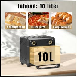 RVV® Heteluchtoven - Oven - Airfryer Oven - 10 Liter - Zwart - 32cm x 28cm x 30cm — thumbnail 9