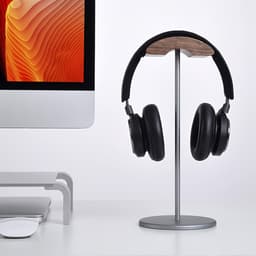 Hoofdtelefoonstandaard, hoofdtelefoonhouder van walnoothout, gaming hoofdtelefoonstandaard van natuurlijk walnoothout met stevige, robuuste voet, geschikt voor alle hoofdtelefoonmaten. — thumbnail 3