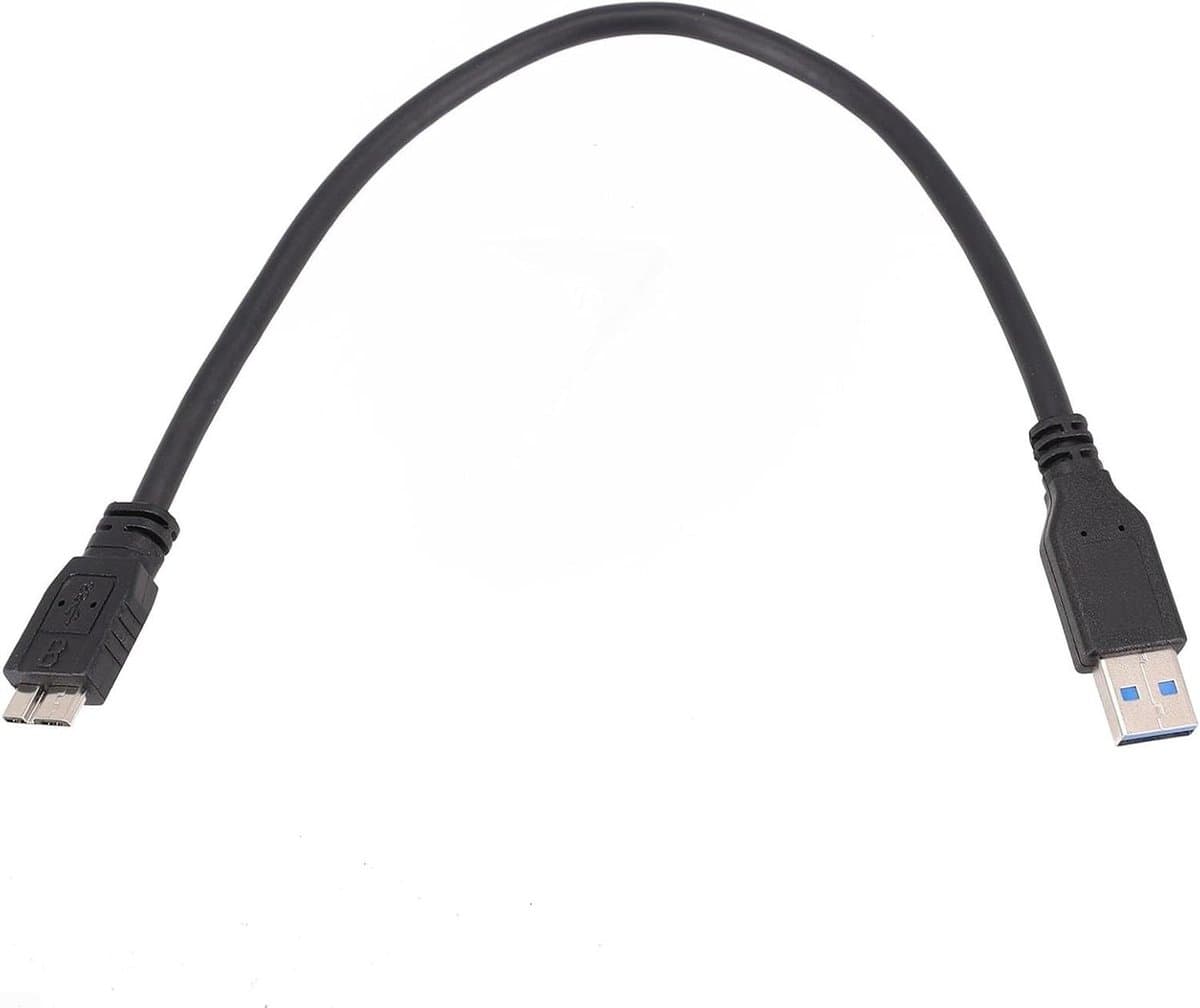 USB 3.0 Kabel - Datakoord - Externe Schijf - Snelle Gegevens - 31 x 2 x 1 cm - Zwart — afbeelding 1