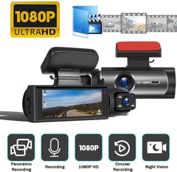 Dashcam Auto - Autocamera Rijcamera - Veiliger Rijden - Voor Achter en Interieur - Inclusief 64GB - Zwart — thumbnail 4