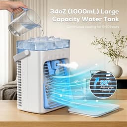 Mobiele Airco - Persoonlijke Koeler - Persoonlijke Koeling - Compact Ontwerp - 18.5 cm - Wit — thumbnail 5
