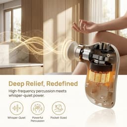 Mini massagepistool, spiermassager, stil en draagbaar, handmassageapparaat met 4 massagekoppen en 4 snelheden, elektrische rug- en nekmassager - platina. — thumbnail 5