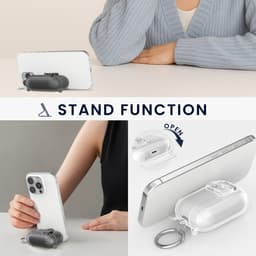 kwmobile Transparante hoofdtelefooncase voor Apple Airpods Pro 2 / Pro 1 hoes - Headphones TPU cover met standaardfunctie en veiligheidsvergrendeling - zwart — thumbnail 5