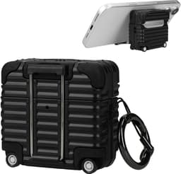 kwmobile Koptelefooncase met kofferdesign voor Apple Airpods 4 – zwart — thumbnail 1