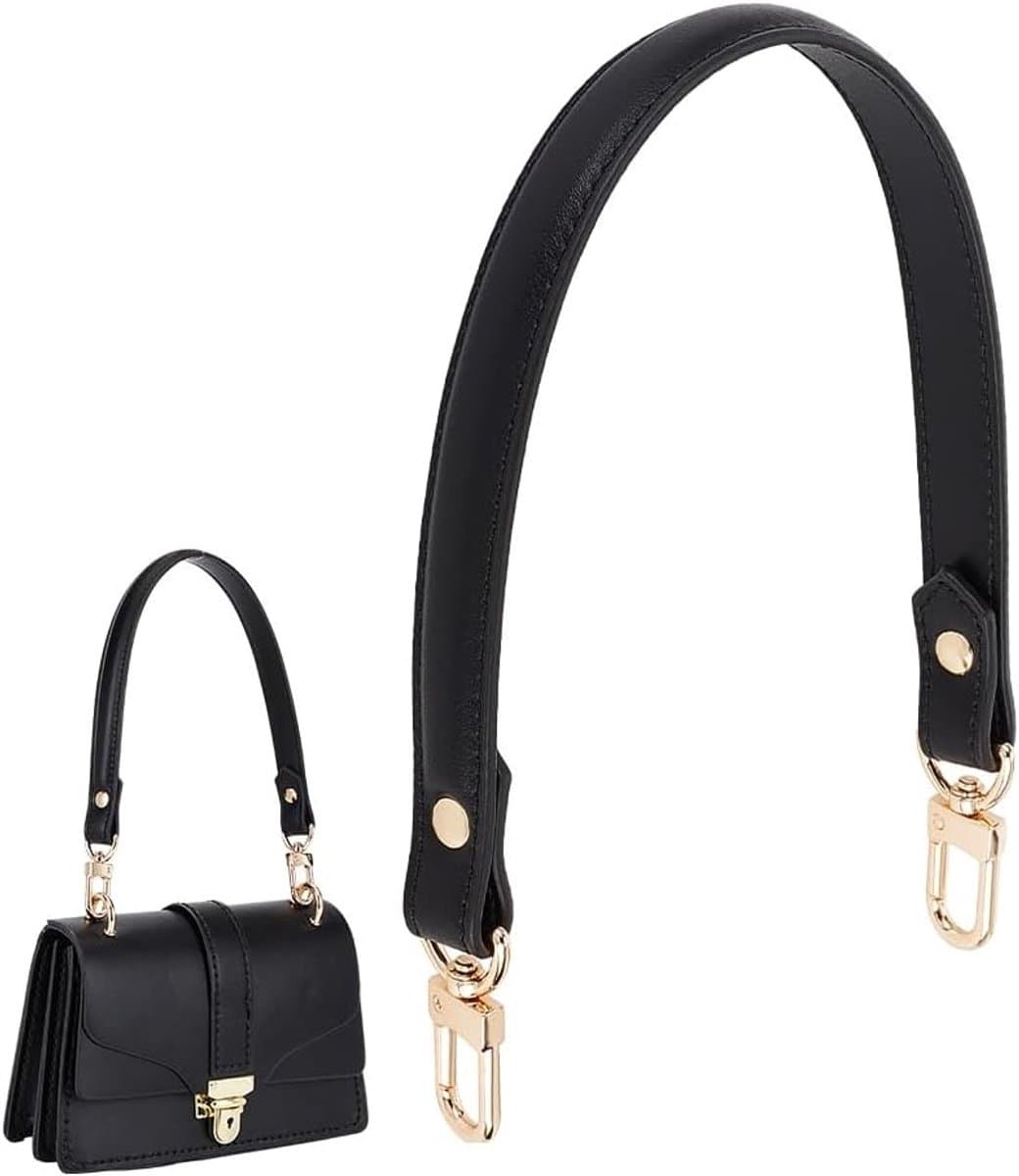 Zwarte PU Leren Handtasriem van 45 cm, Vervangende Leren Strap voor Handtassen, Schoudertassen en Tote Bags met Koppelingen — afbeelding 1