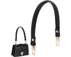 Zwarte PU Leren Handtasriem van 45 cm, Vervangende Leren Strap voor Handtassen, Schoudertassen en Tote Bags met Koppelingen