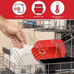 Airfryer Accessoires Set - Luchtfriteuse Manden - Sneller Koken - Roestvrij Staal & Siliconen - 8L Compatibel - Zilver — thumbnail 3