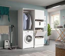 xonox.home Free wasmachinekast (B/H/D: 66x195x66 cm) in wit imitatie — thumbnail 4