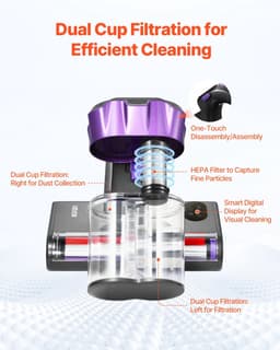 Norvia Handstofzuiger Met Verwarming En Ultrasoon - Stofzuiger Voor Bank En Matras - Diepe Reiniging Voor Allergenen Vuil En Stof — thumbnail 2