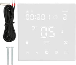 Slimme WiFi Thermostaat - Temperatuurregelaar Digitaal - Thuisverwarming Instellen - Touchscreen LCD Display - 86x86x40mm - Wit — thumbnail 1