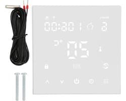 Slimme WiFi Thermostaat - Temperatuurregelaar Digitaal - Thuisverwarming Instellen - Touchscreen LCD Display - 86x86x40mm - Wit