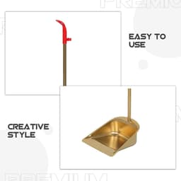 Stoffer en blik - Vuilnisschep - Efficiënt schoonmaken - Brede schepmond - 82 cm lang - Goud — thumbnail 5