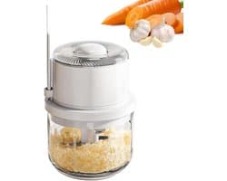 Elektrische Mini Chopper - Keuken Gadget - Snel Ingrediënten Hakken - Draadloos Gemak - 350 ml Capaciteit - Wit