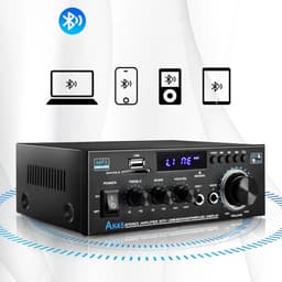 Bluetooth 5.0 Audioversterker Ontvangers - AK45 Hifi Stereo Mini Eindversterker RMS 40W 2.0 Kanaals Home Theater Audio Componenten Luidsprekers Versterker W/MIC USB RCA FM Radio — thumbnail 5