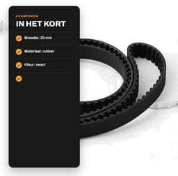 Dailygoods- Distributieriem Vervanging 20 mm - Compatibel met Countax - Compatibel met Westwood - Rubber - Omkeerbaar Tractor Maaidek - Zwart - Grasmaaierriem — thumbnail 1