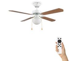 Fantiluxe - Jonas - Plafondventilator met verlichting - Wit - Ø106.5cm - Afstandsbediening - Met lamp - Plafond ventilator - Slaapkamer