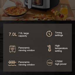 Heteluchtfriteuse - Airfryer Olievrij - Gezond Koken - Met Kijkvenster - 7 Liter - Zwart — thumbnail 2