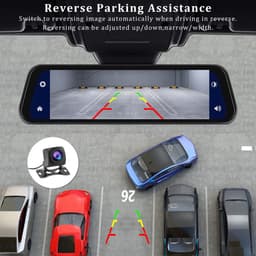 Achteruitkijkspiegel-dashcam - met draadloze Apple CarPlay- en Android Auto-functionaliteit - 9,66 inch - 4K-resolutie - IPS-touchscreen - dual-screen dashcam - Bluetooth + AHD-achteruitrijcamera - wifi - inclusief 16 GB SD-kaart — thumbnail 5