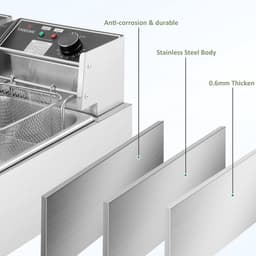 Elektrische Friteuse - Friteuse met mand - Thuis Frituren - Roestvrij staal - 63 liter inhoud - Zilverkleurig — thumbnail 4
